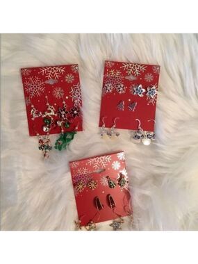 Kohls Celebrate Together Christmas earrings 3 sets of 5 fishhook & post